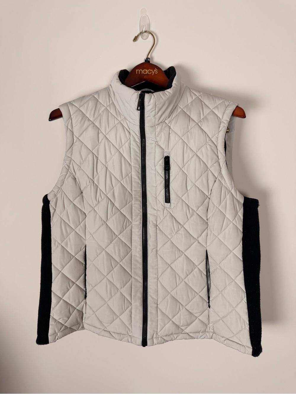 Andrew Marc Quilted Puffer Vest Womens XXL Ivory Cream Full Zip Lightweight